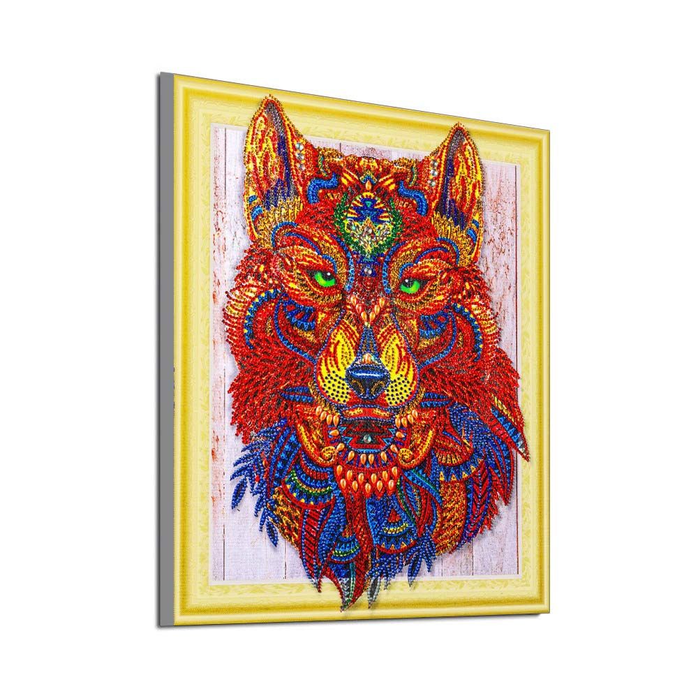 Lupo artistico diamond painting colorato, 1000x1000 HD, Desktop