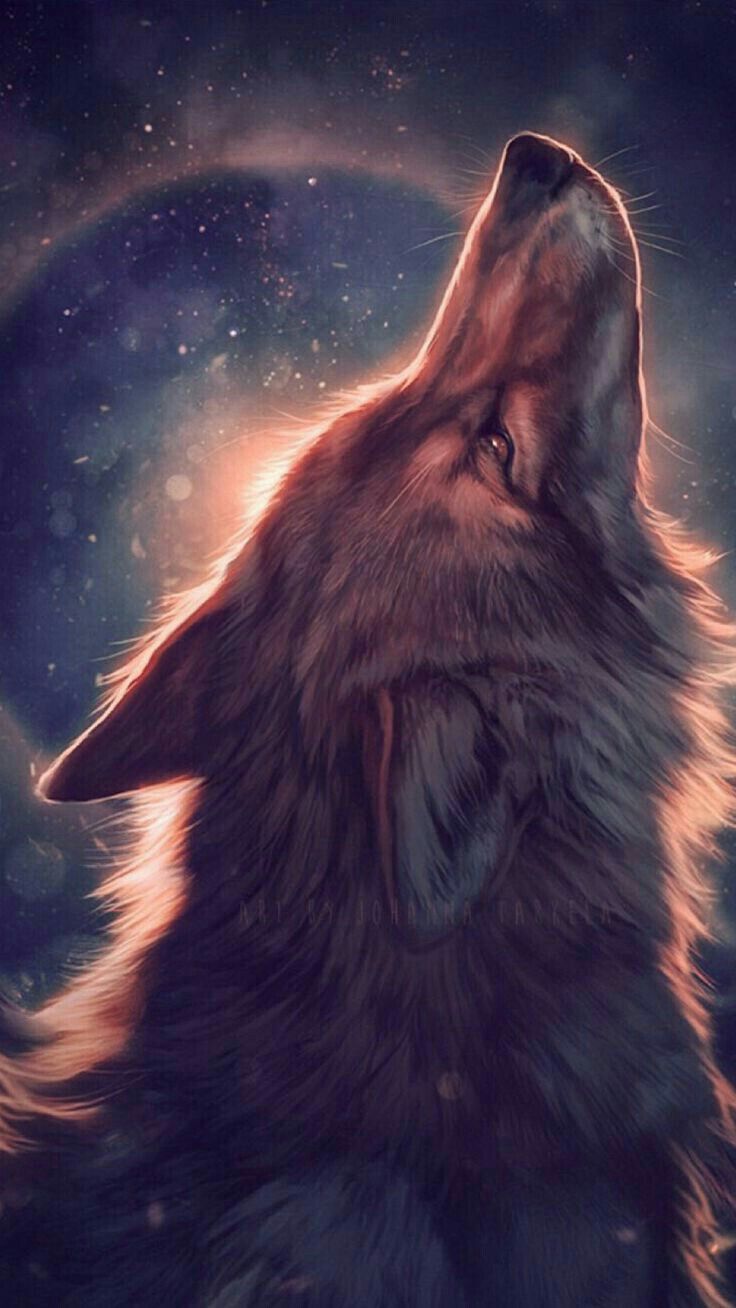 Lupo che ulula alla luna, 736x1308 Verticale, Xiaomi