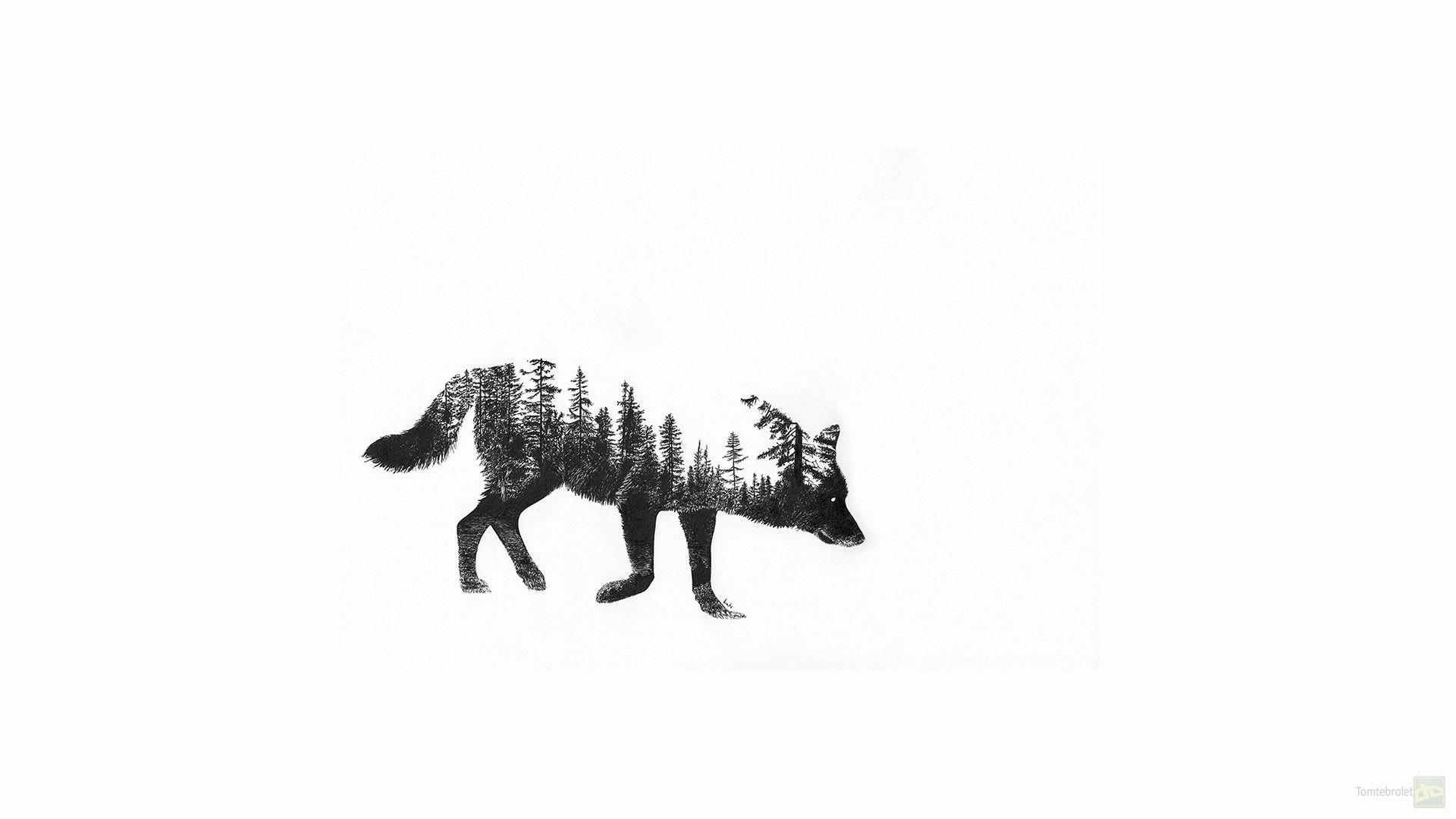 Lupo con silhouette foresta, 1920x1080 Full HD 1080p, Laptop