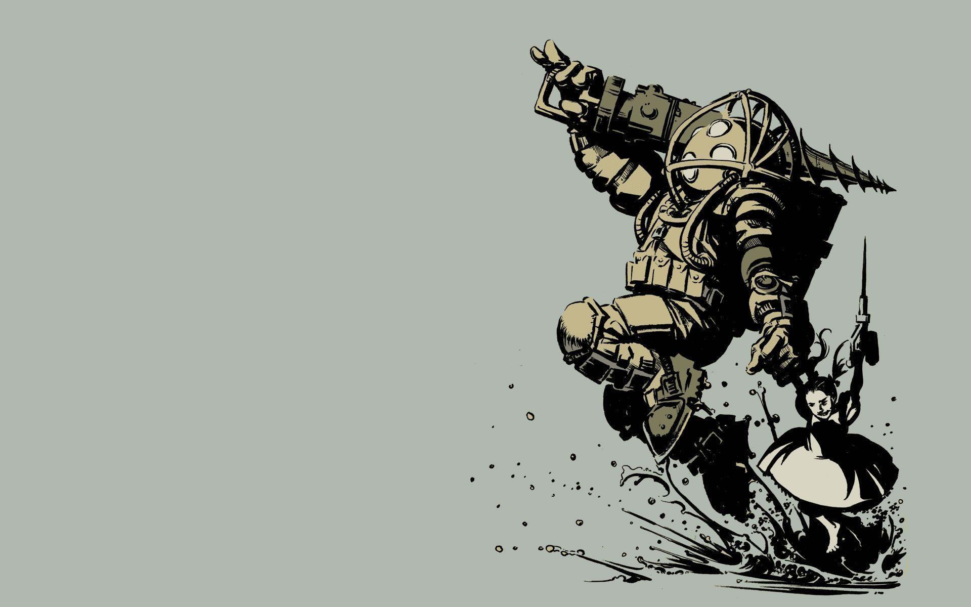 Big Daddy Bioshock illustrazione, 1920x1200 Full HD+ WUXGA, Laptop