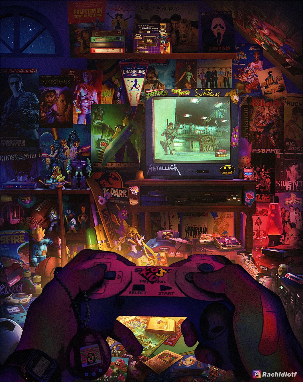 Stanza retrogaming con console CRT, 1063x1338 Verticale, Telefono