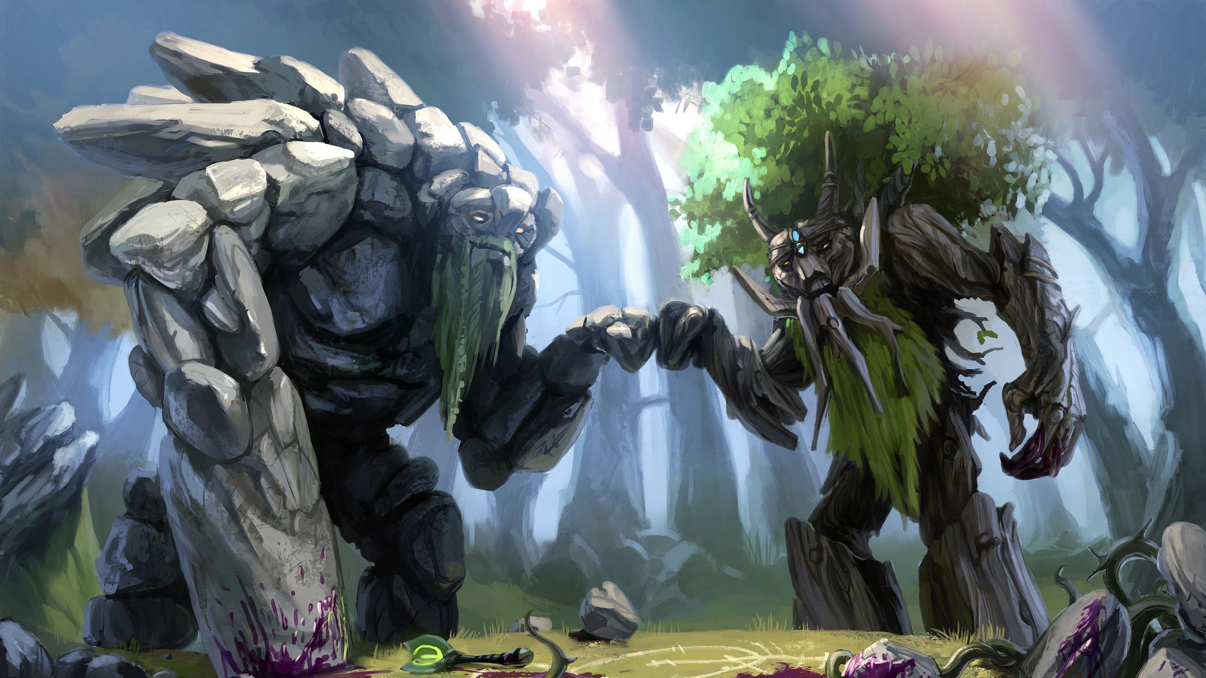 Golem di pietra e albero, 3840x2160 4K Ultra HD, Monitor 4K