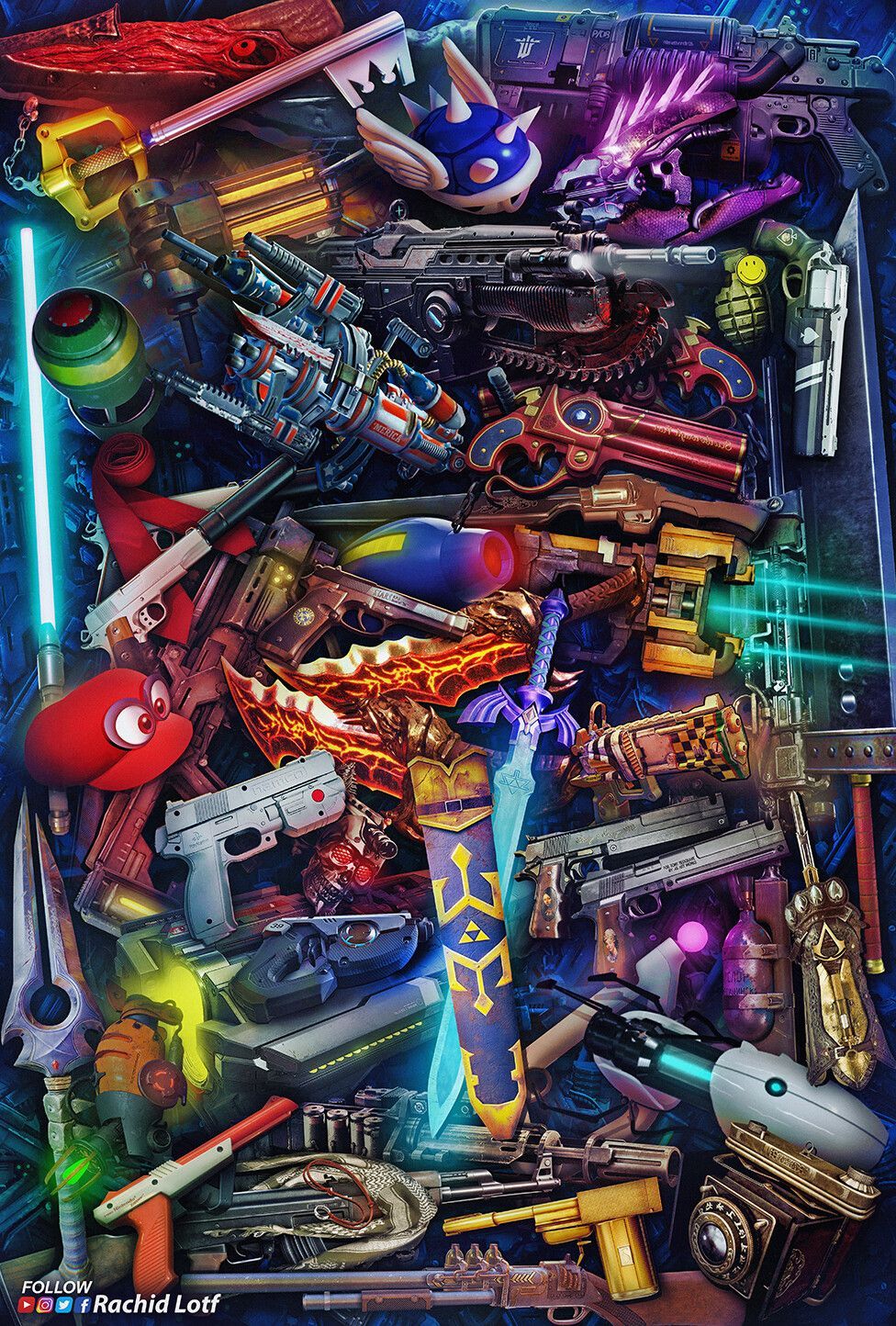 Armi videogioco collage colorato, 976x1444 Full HD Verticale, iPhone