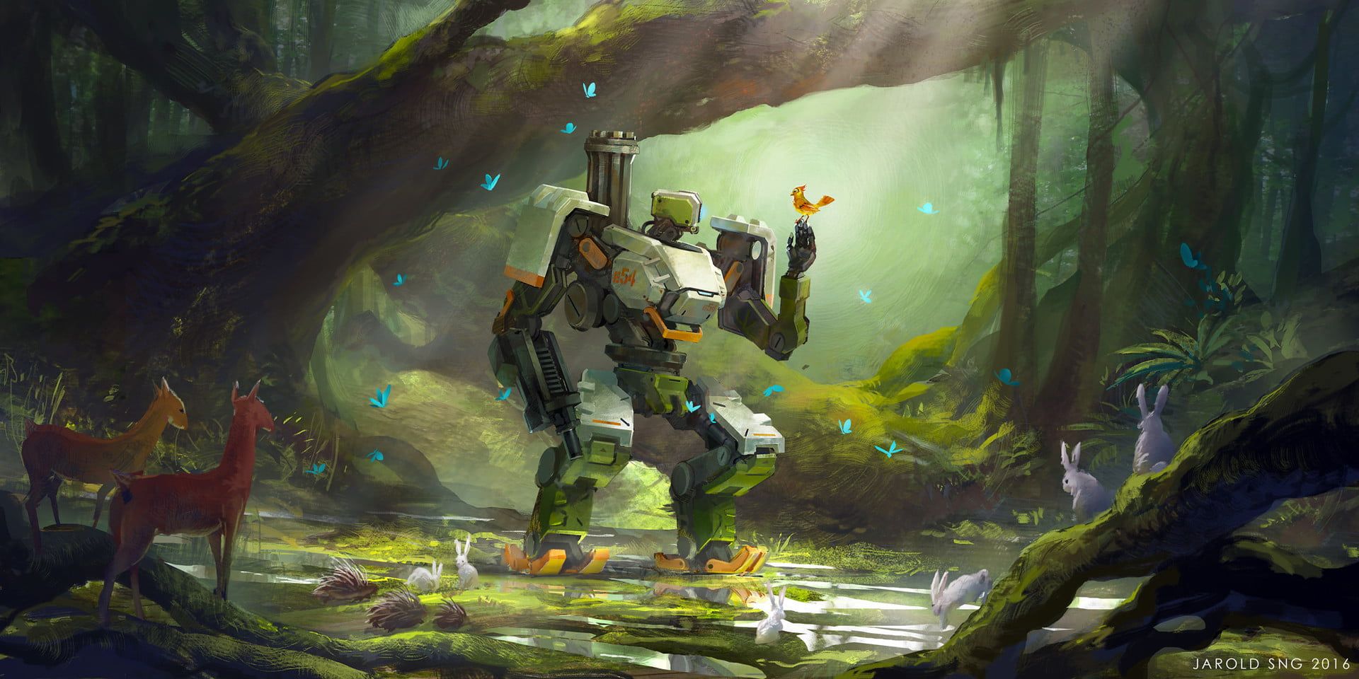 Bastion Overwatch nella foresta, sparatutto a squadre, 1920x960 Full HD, Desktop