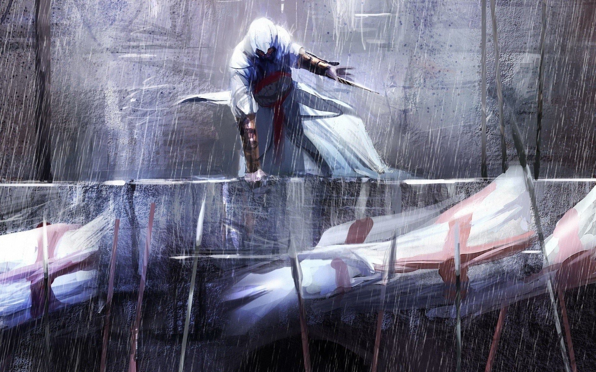 Assassin's Creed personaggio nella pioggia, 1920x1200 Full HD+ WUXGA, PC Desktop