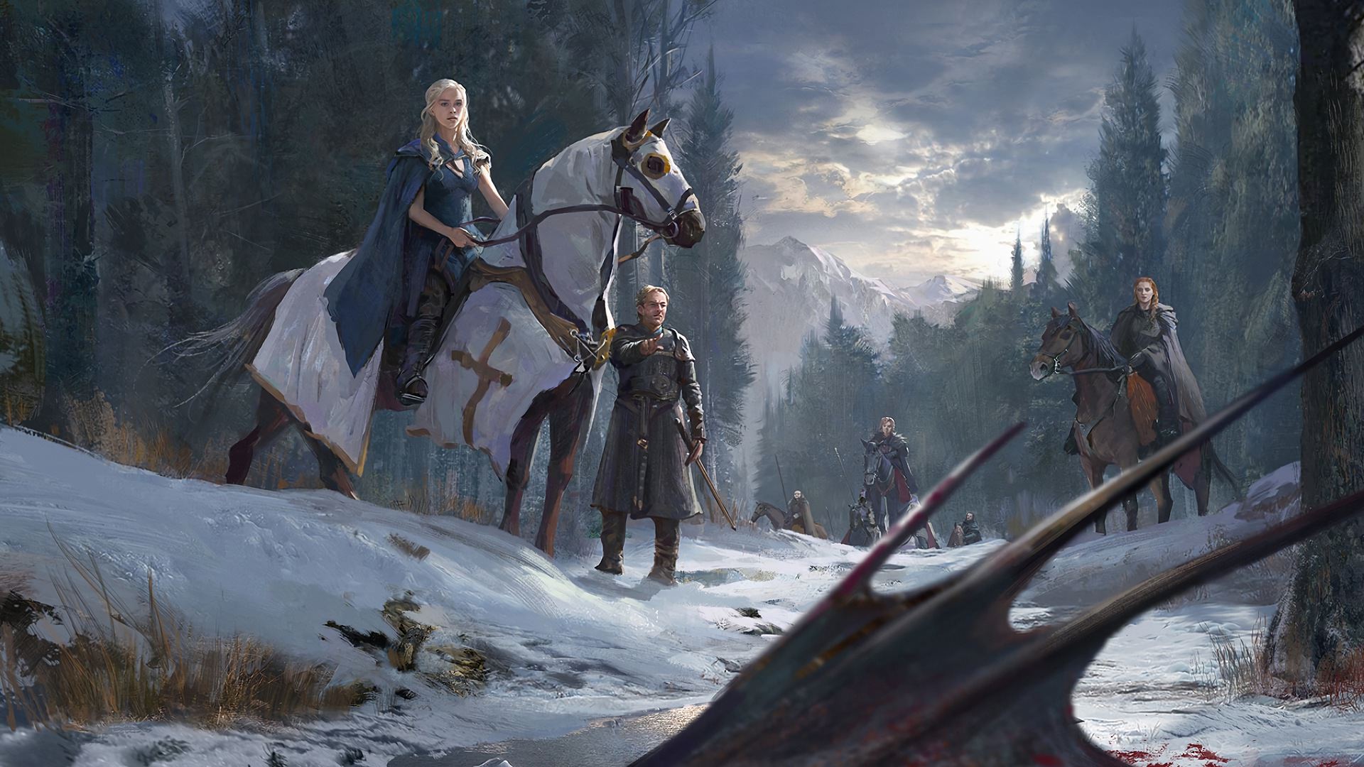 Cavalieri a cavallo neve, 1920x1080 1080p, Desktop