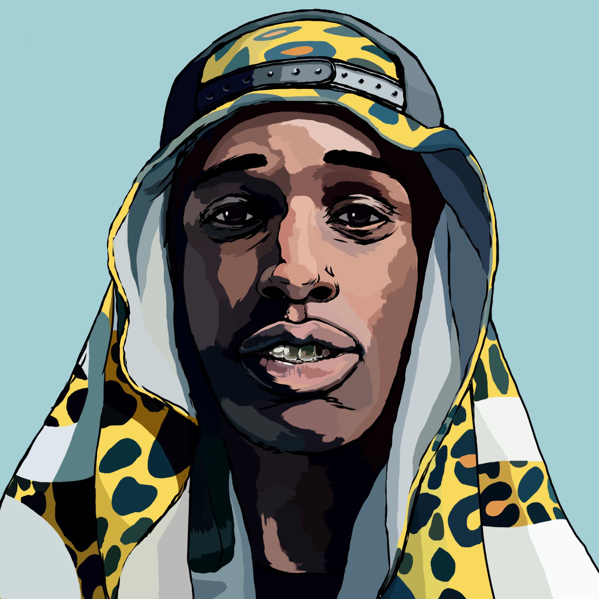 ASAP Rocky ritratto illustrato, 2048x2048 Hi-Res, Desktop