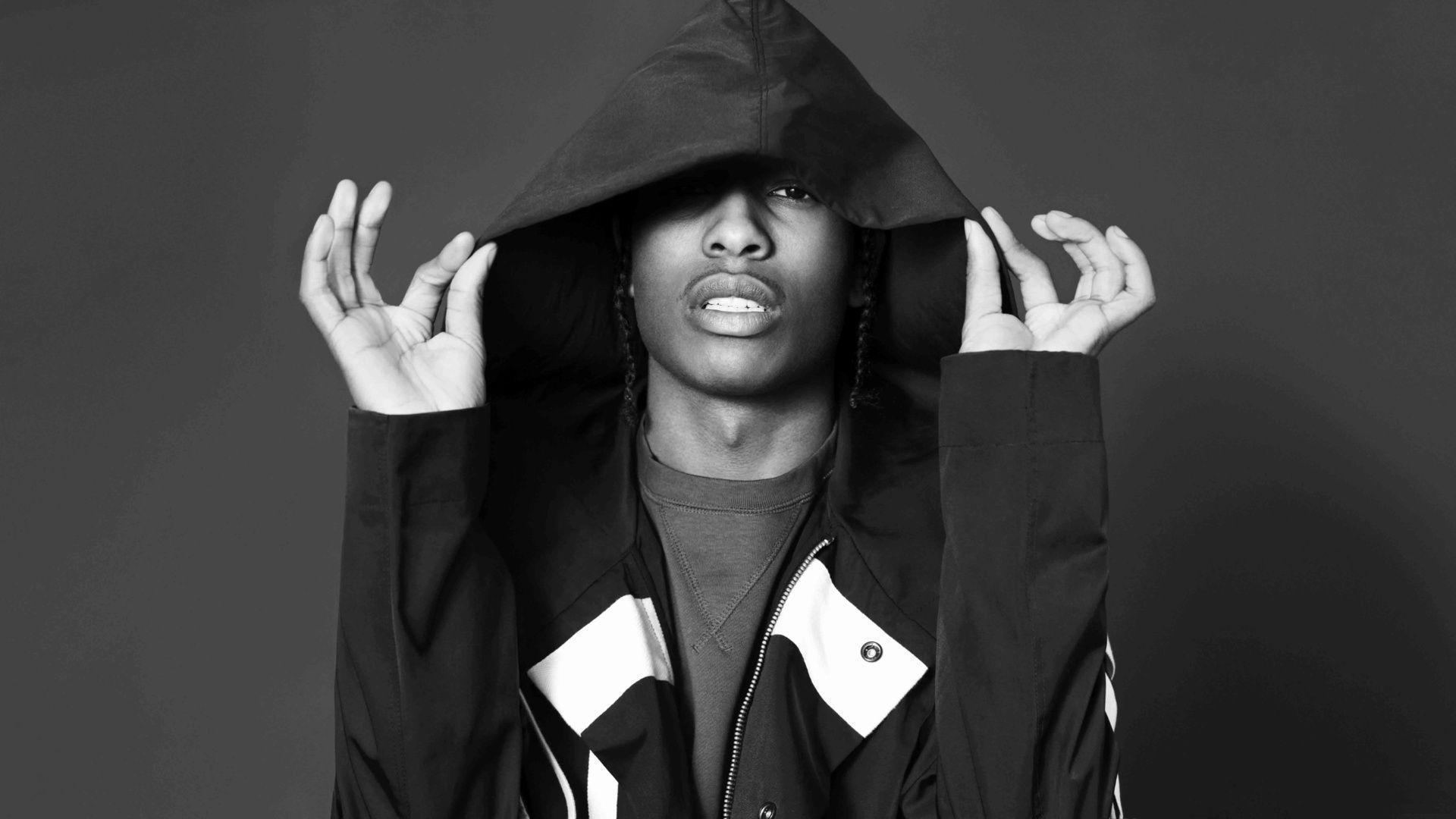 ASAP Rocky con cappuccio, bianco e nero, Rakim Mayers, 1920x1080 Full HD 1080p, PC