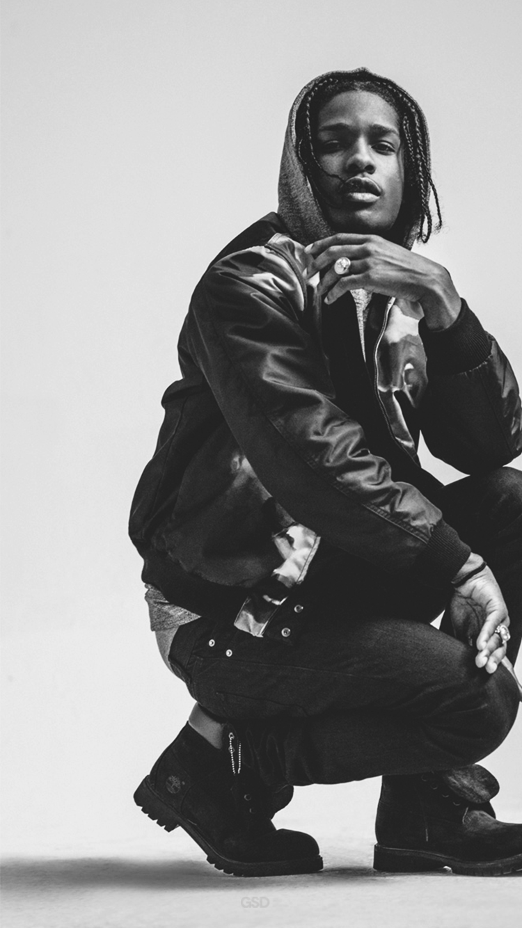 ASAP Rocky bianco e nero, Rakim Mayers, 750x1334 Full HD Verticale, Smartphone