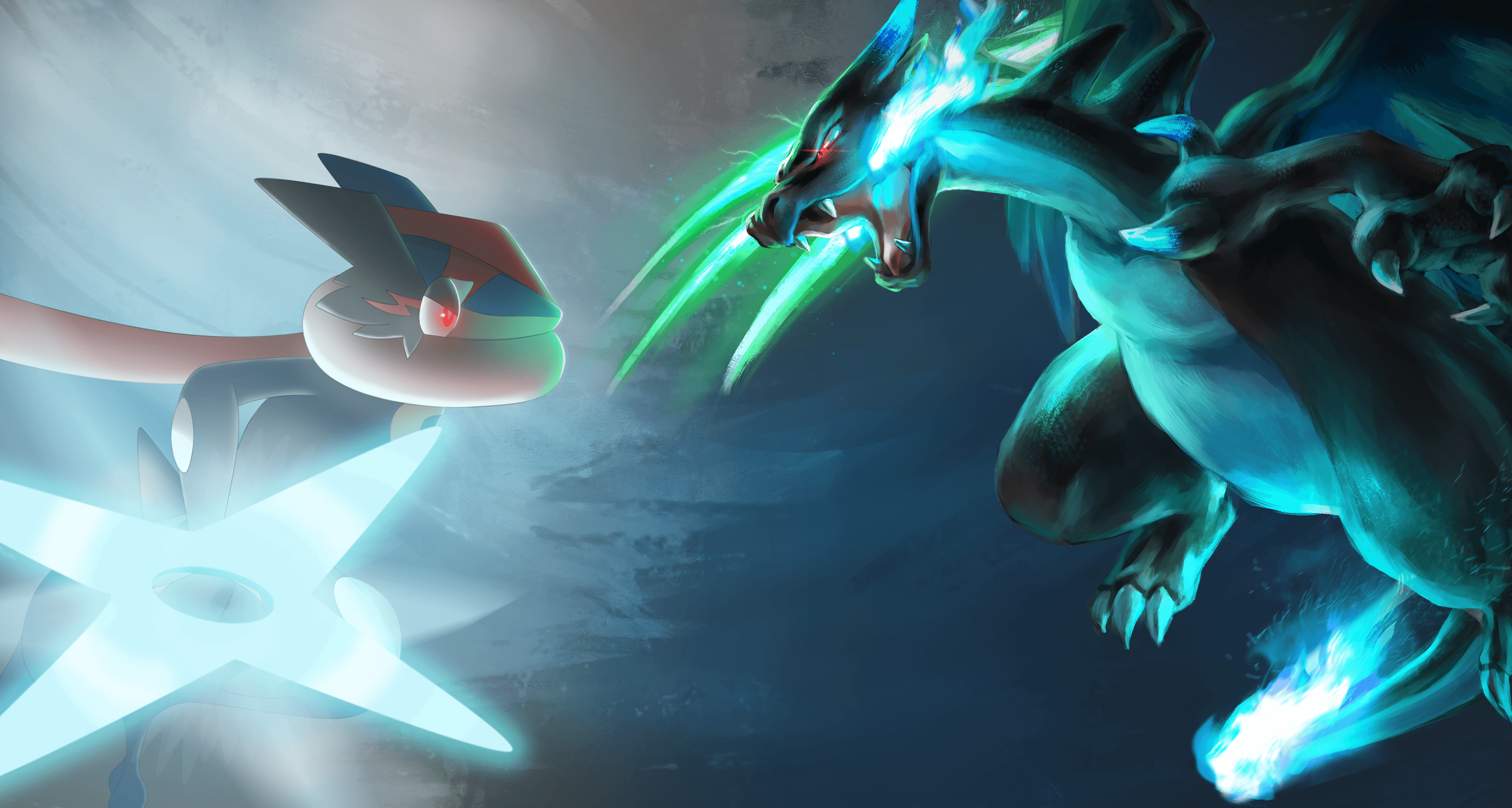 Ash Greninja contro Charizard, 4183x2236 4K Ultra HD, Monitor 4K
