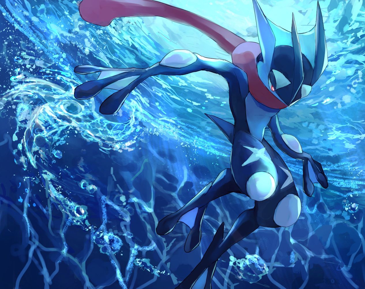 Greninja Pokemon in acqua, creature tascabili, 1266x1000 HD, Laptop