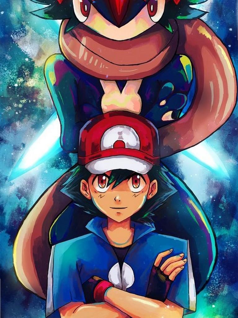 Ash e Greninja Pokémon, 768x1024 Verticale, POCO