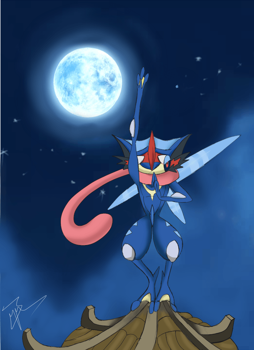 Greninja sotto la luna, 822x1133 Verticale, Mobile