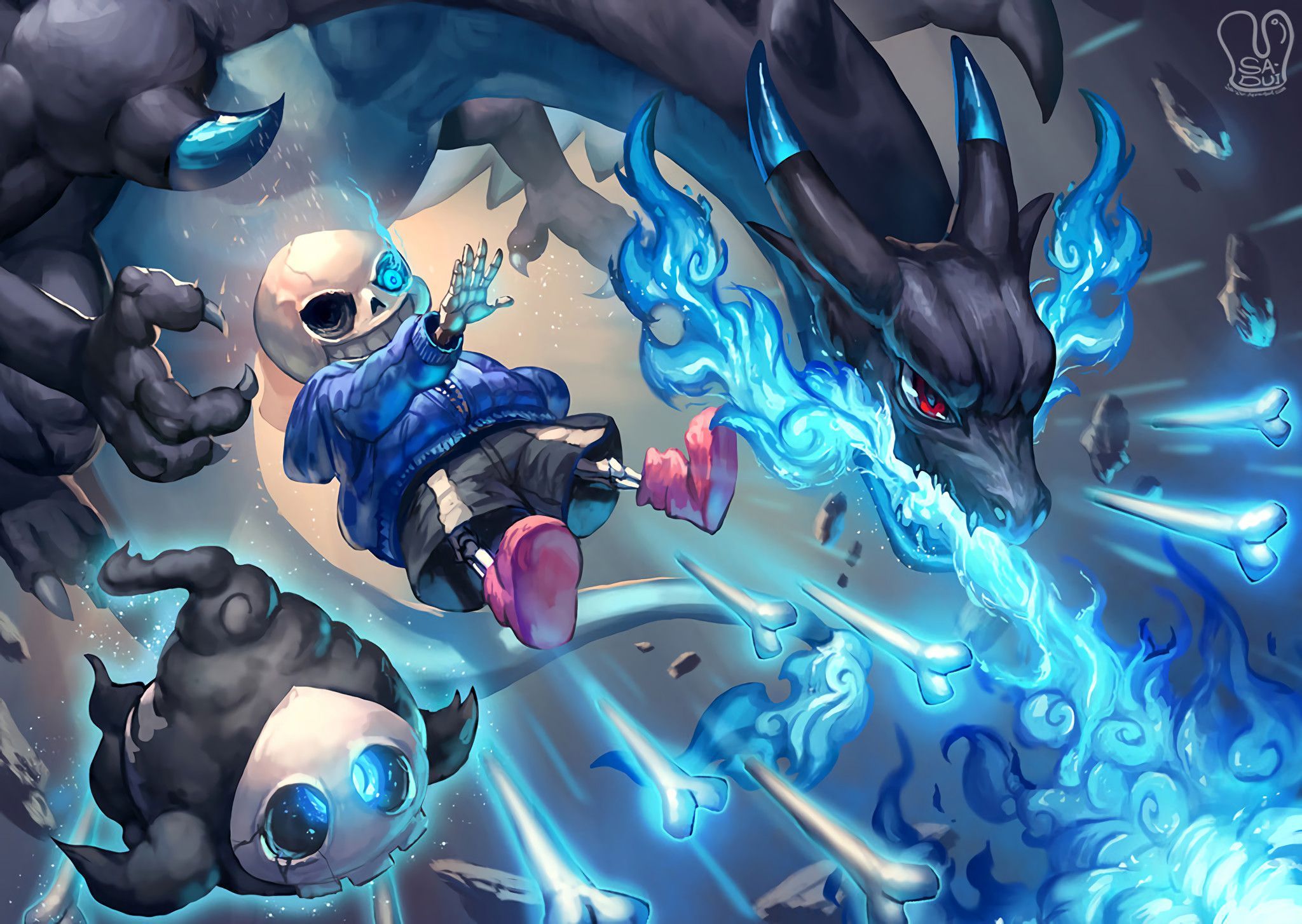 Sans Undertale contro Greninja, 2048x1454 2K, Desktop