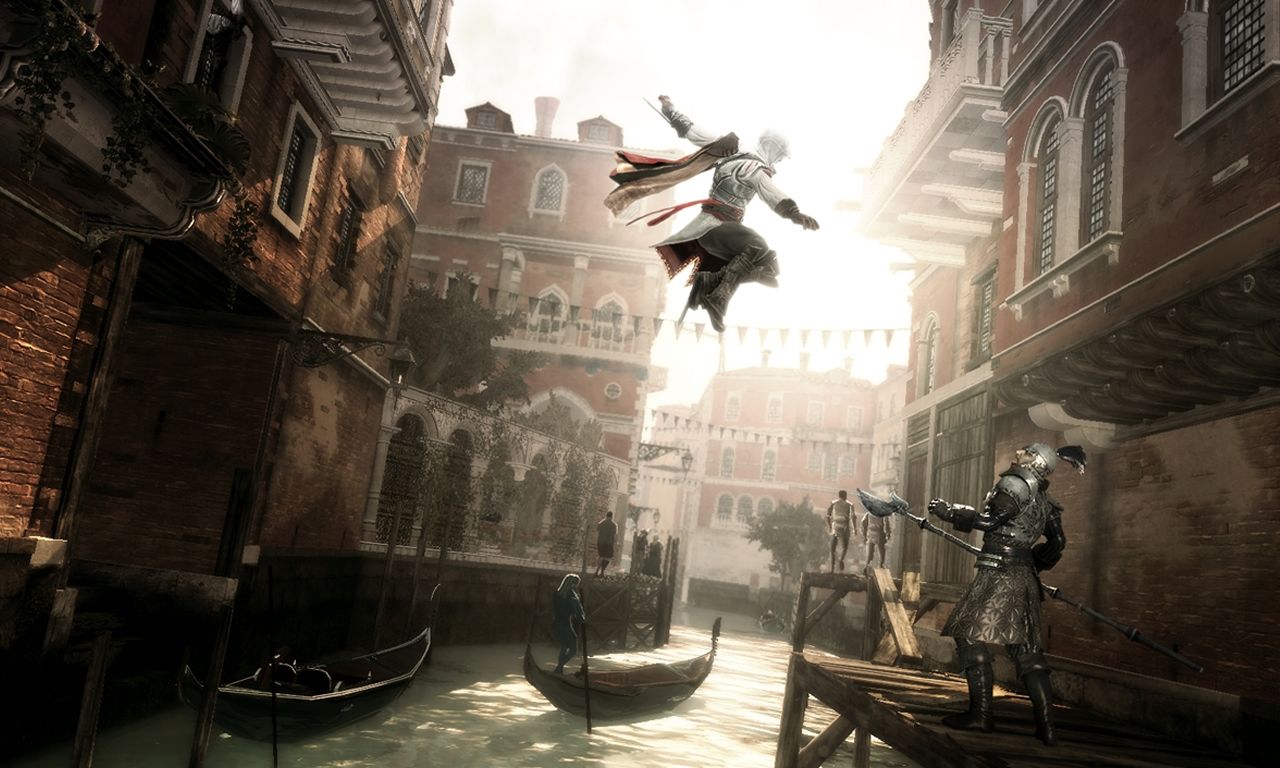 Ezio salta tra edifici Venezia, 1280x768 HD, Desktop