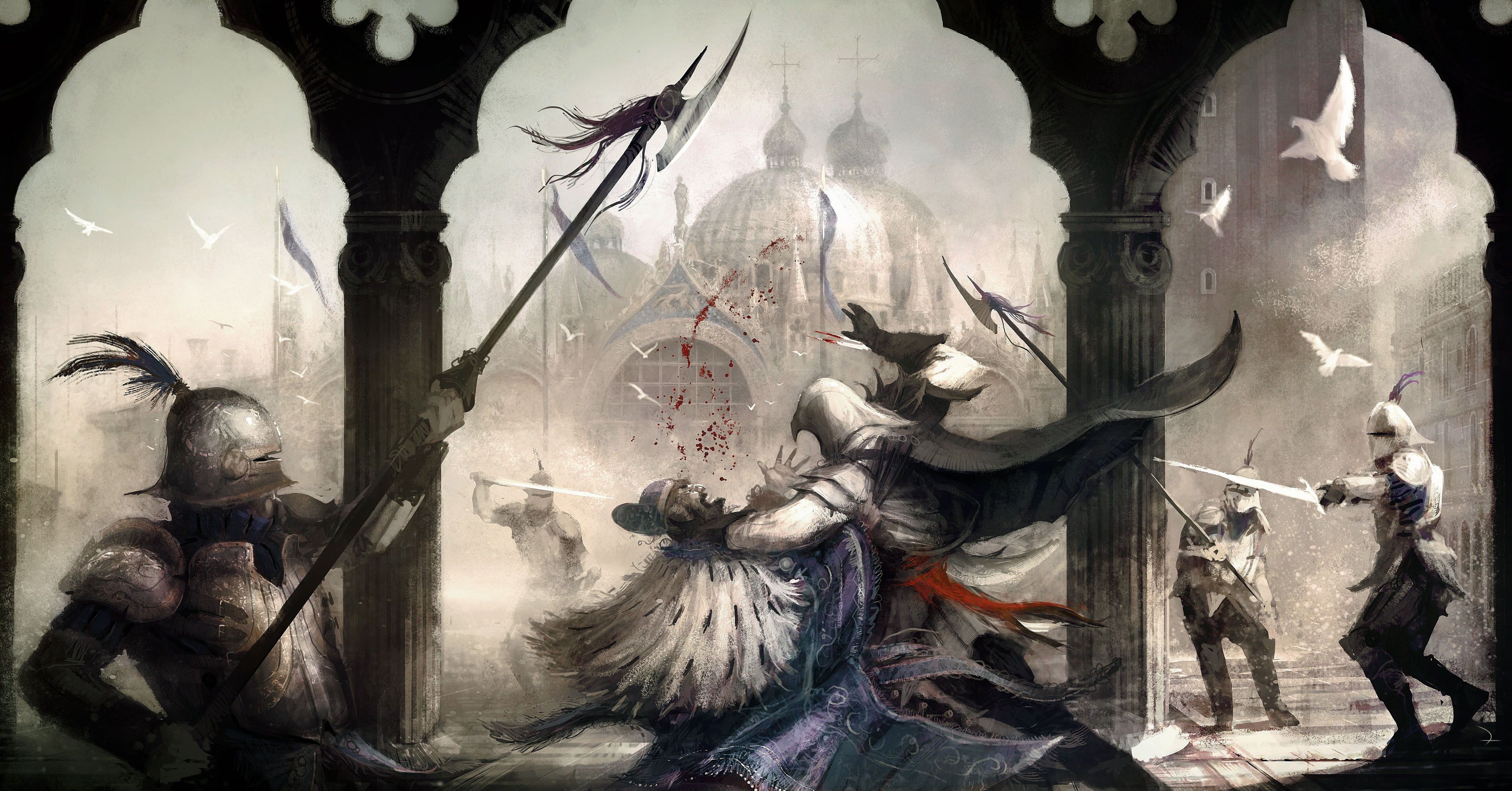 Ezio Auditore, Assassin's Creed 2, Rinascimento, 3767x1969 2K, Desktop