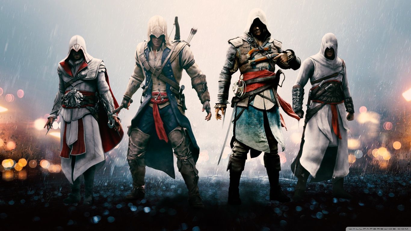 Personaggi Assassin's Creed in gruppo, 1366x768 HD, Desktop