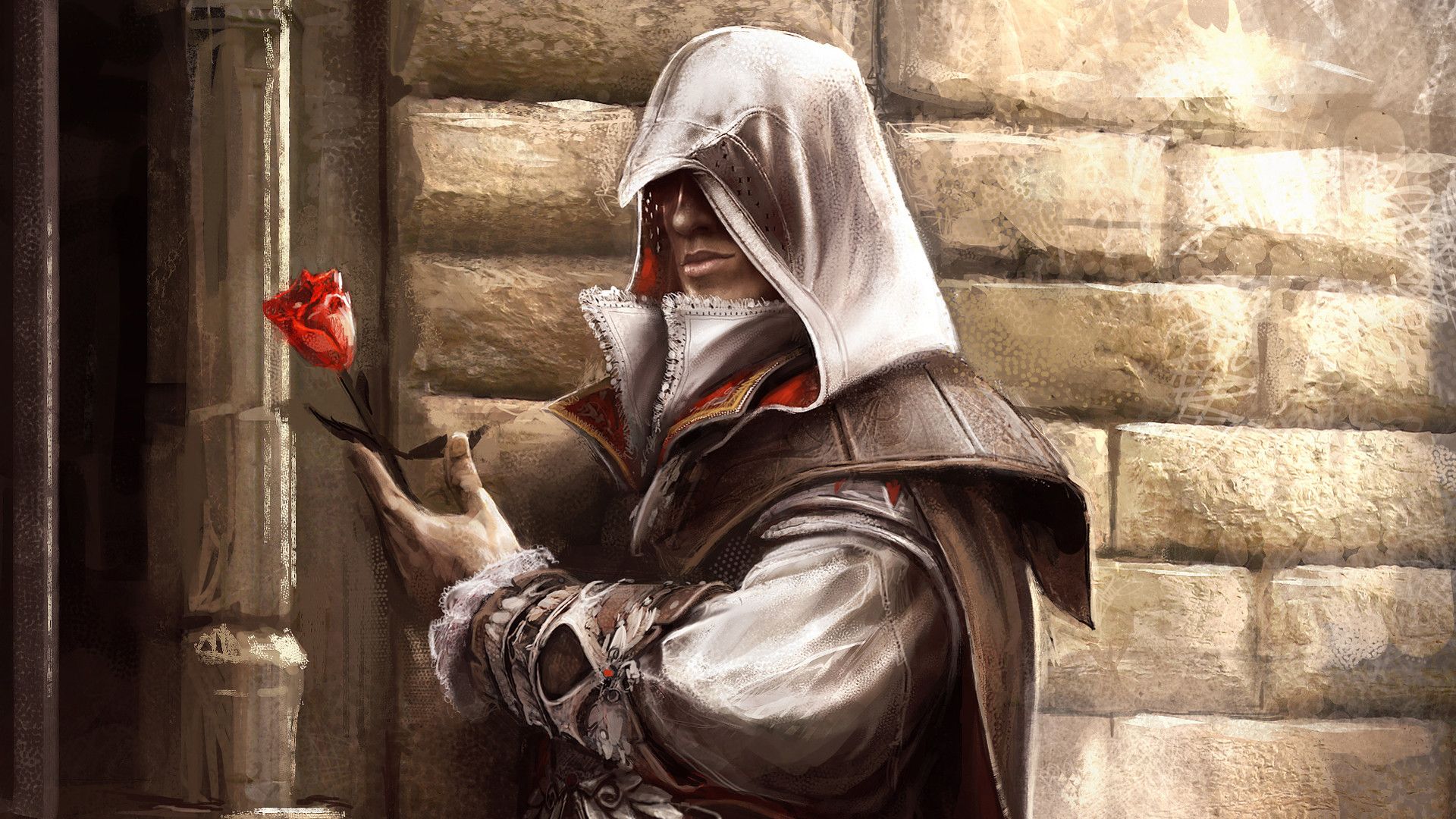 Ezio Assassin's Creed con rosa, 1920x1080 1080p, Laptop