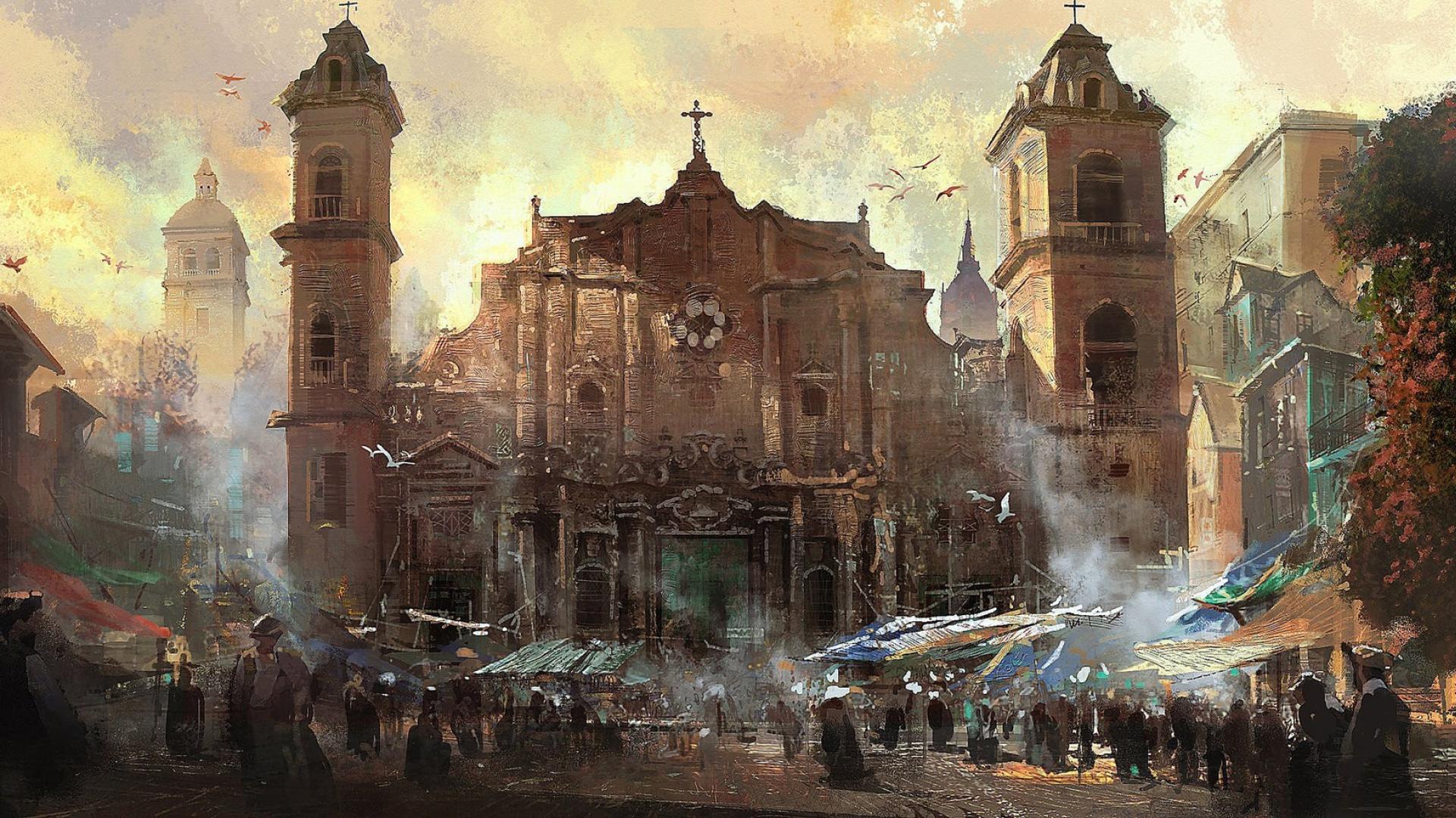 Cattedrale coloniale Havana Black Flag, 1920x1080 Full HD 1080p, PC