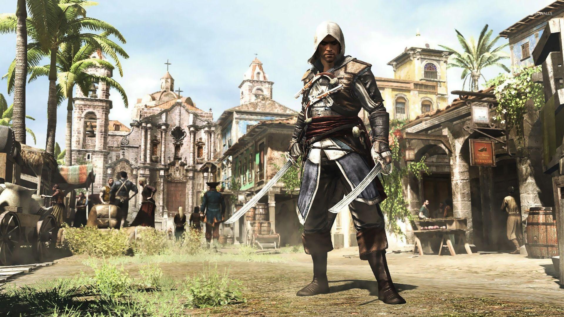 Assassino con spada, città coloniale, 1920x1080 Full HD, PC Desktop