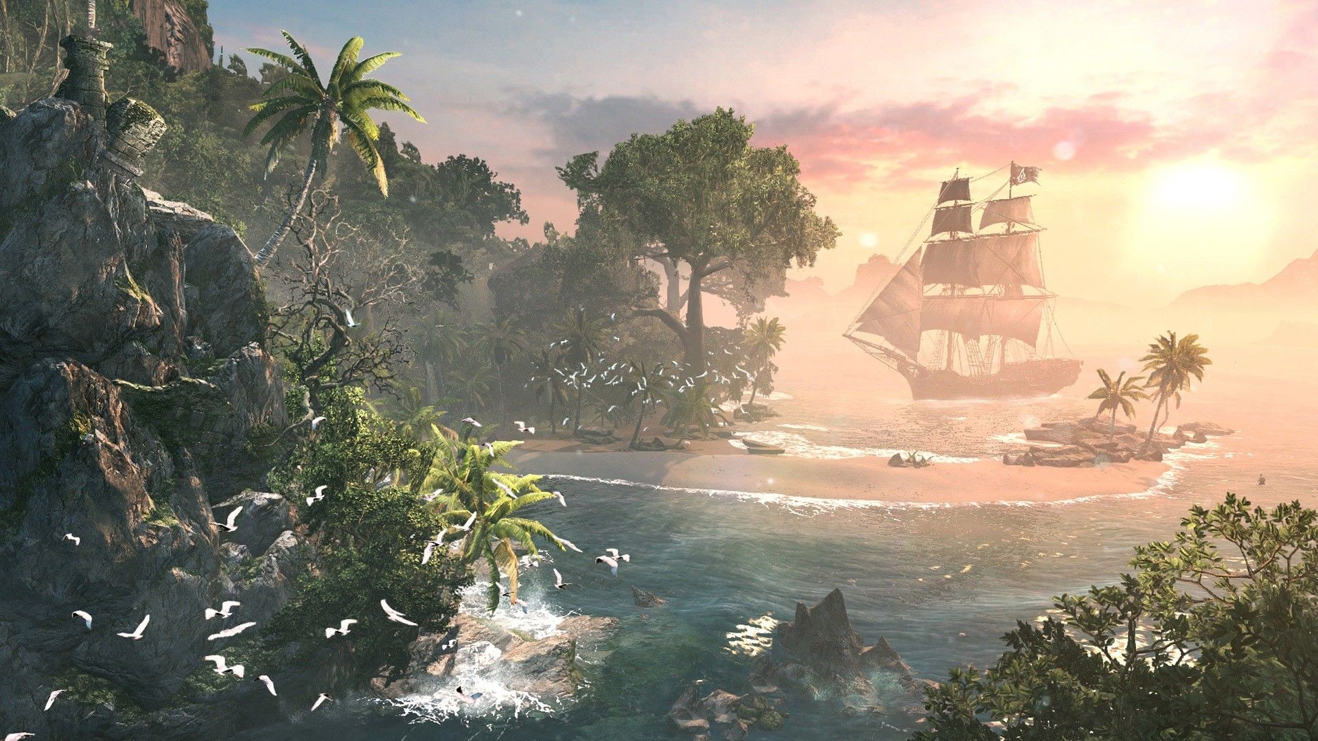 Nave pirata isola tropicale, 1920x1080 1080p, Laptop