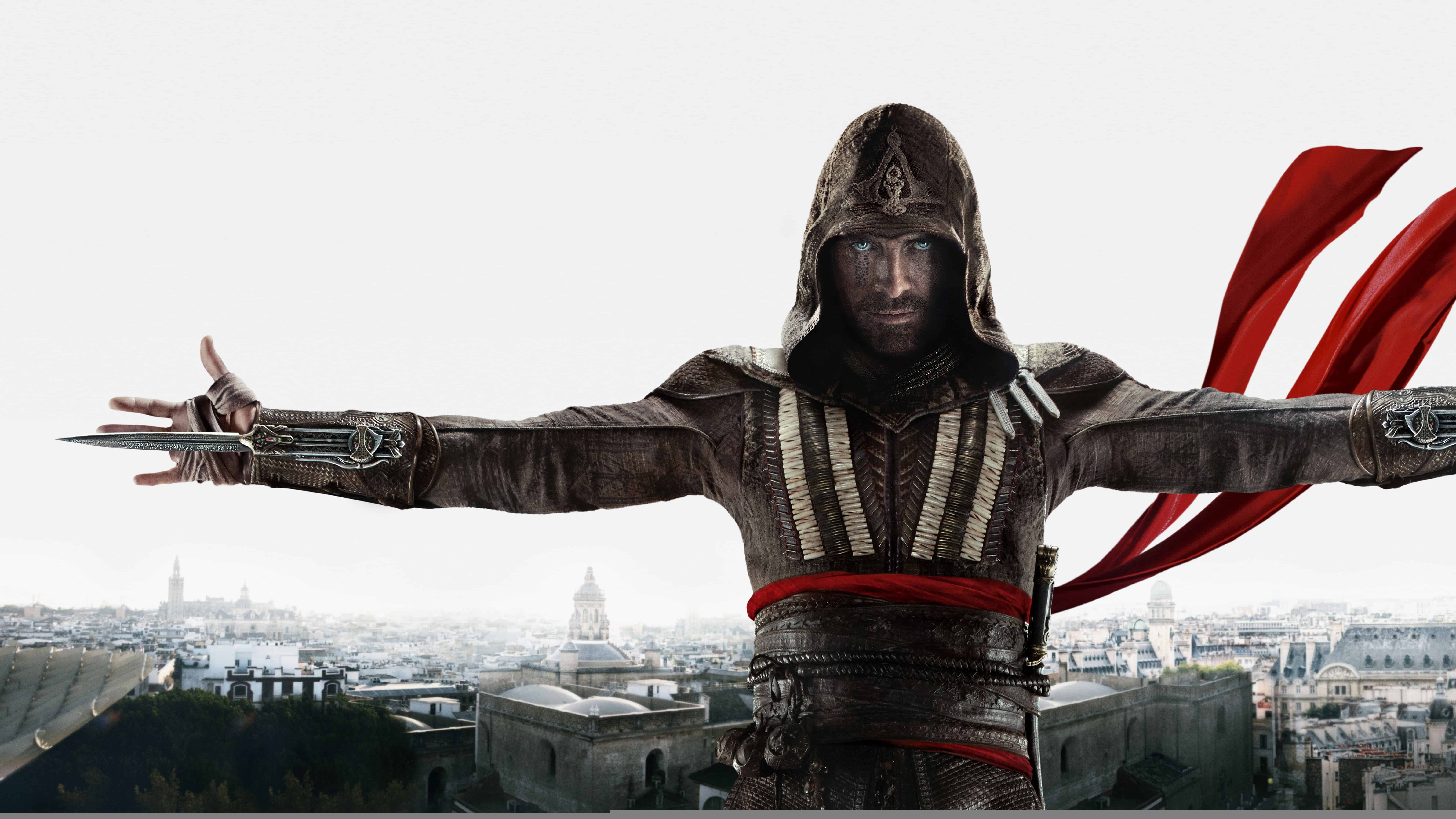 Assassino con mantello sopra città, 7680x4320 UHD, PC 4K