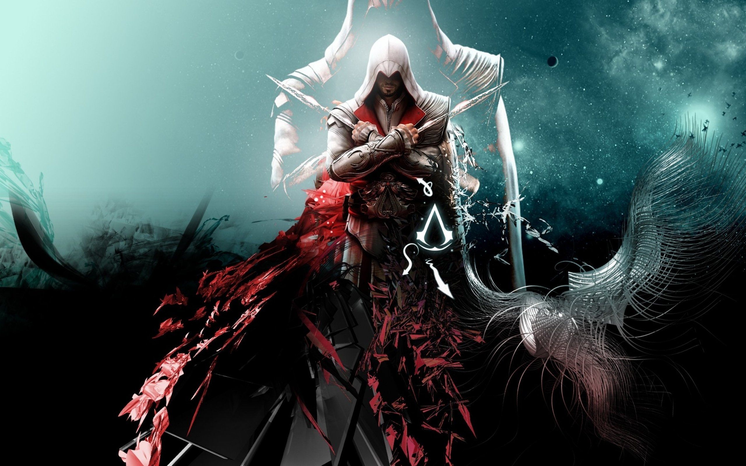 Assassino con cappuccio, mantello rosso, 2560x1600 2K+, MacBook Pro