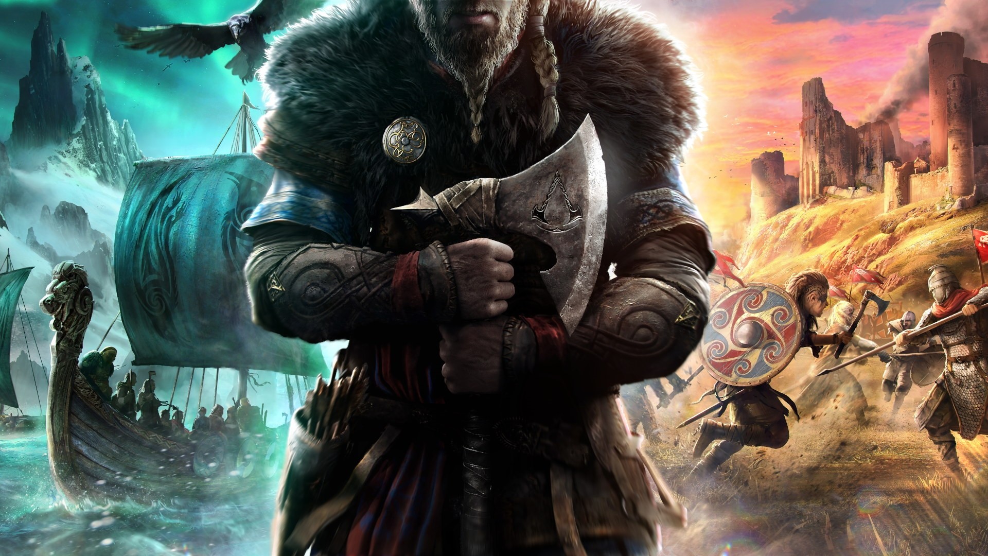 Assassin's Creed Valhalla vichingo guerriero, Ubisoft, 1920x1080 Full HD, Laptop