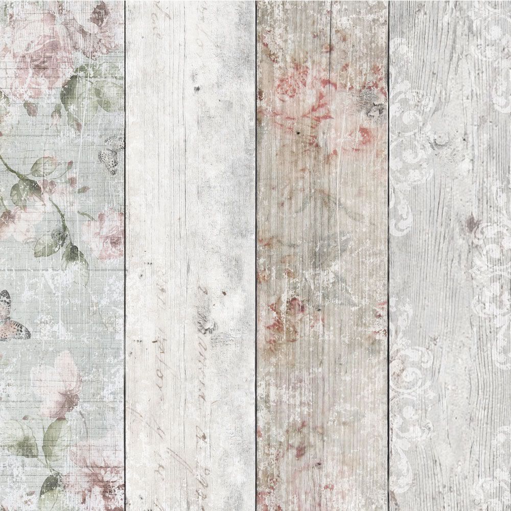 Assi legno con fiori shabby, 1000x1000 HD, PC