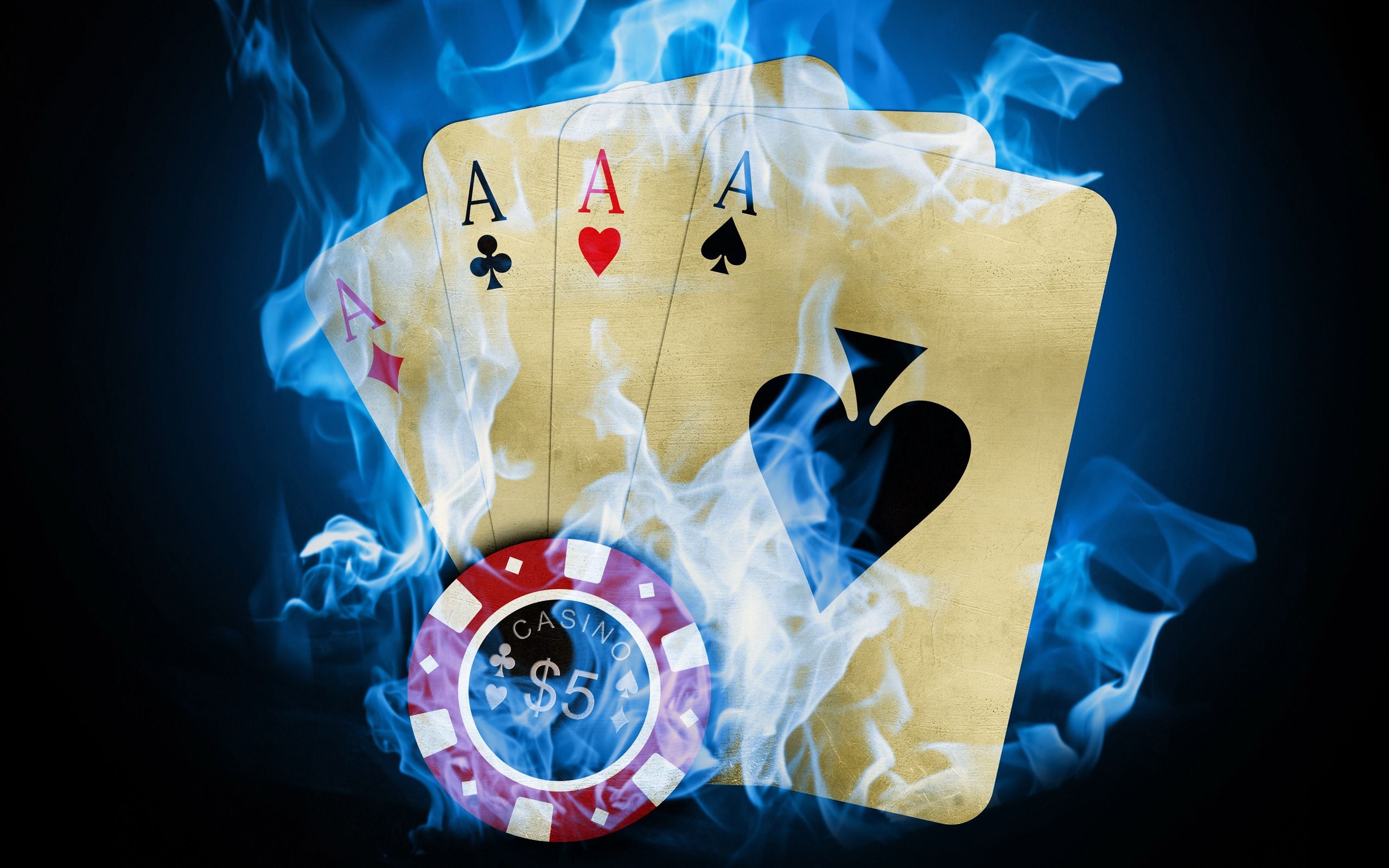 Assi da poker in fiamme blu, 2560x1600 2K+, PC