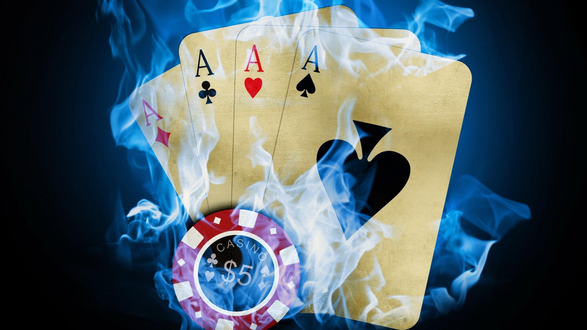 Assi carte poker fumo blu, 1920x1080 Full HD, PC Desktop