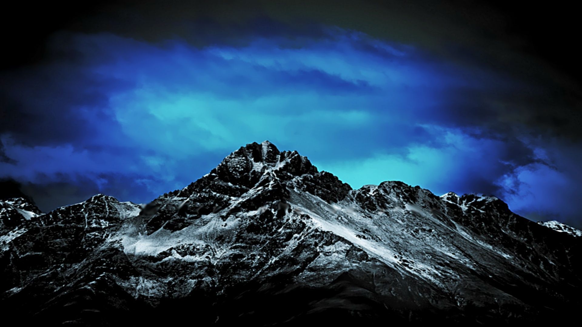 Montagna innevata cielo blu scuro, 1920x1080 1080p, Desktop