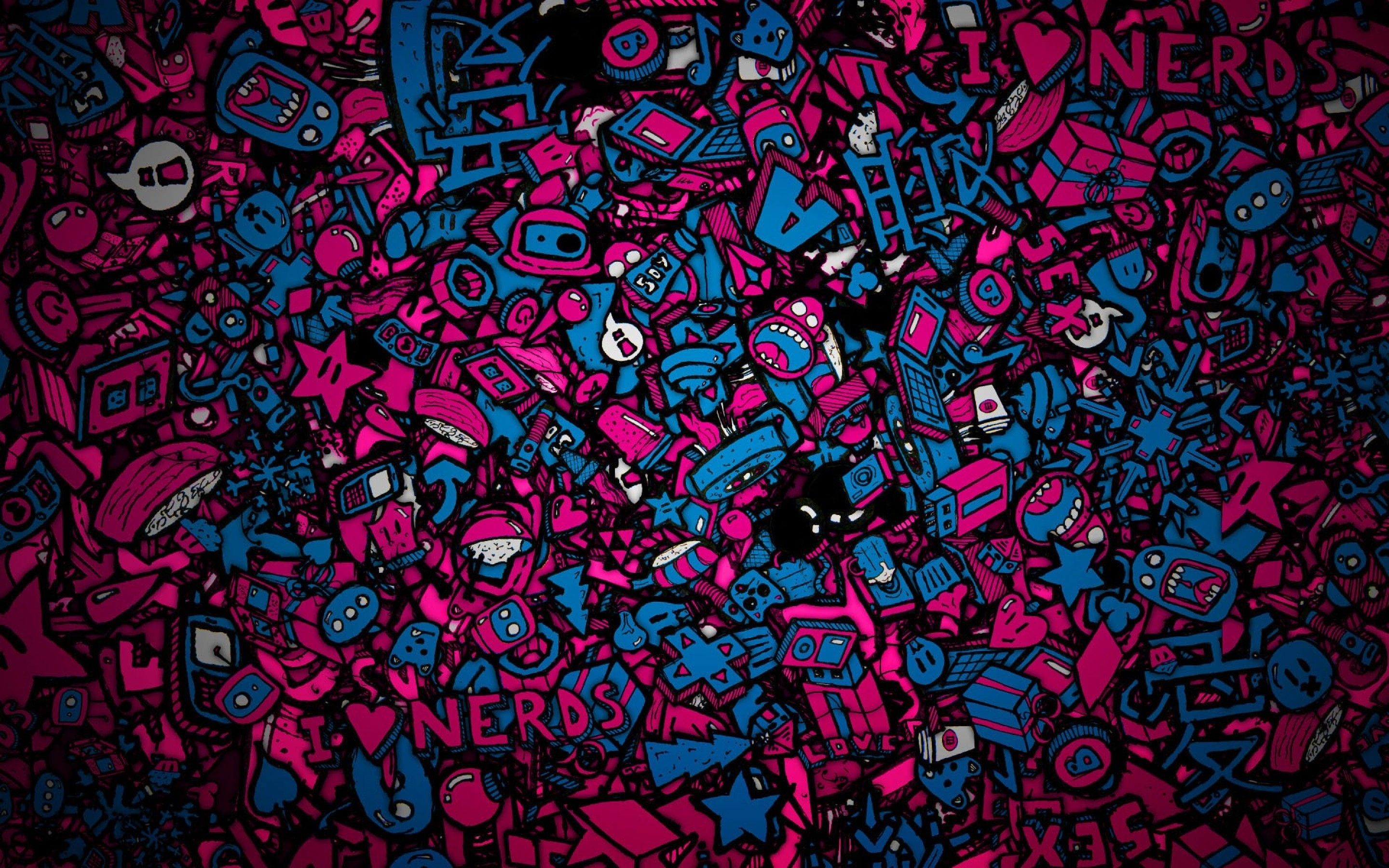Doodle astratto rosa e blu, 2880x1800 2K, Desktop