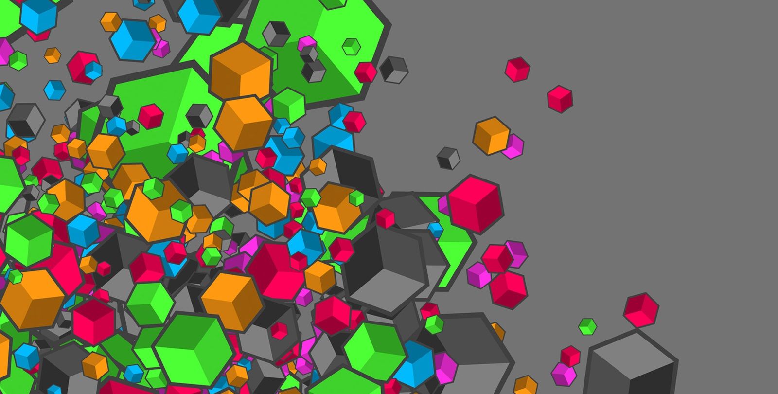 Poliedri 3D colorati astratti, 1600x810 900p, Laptop