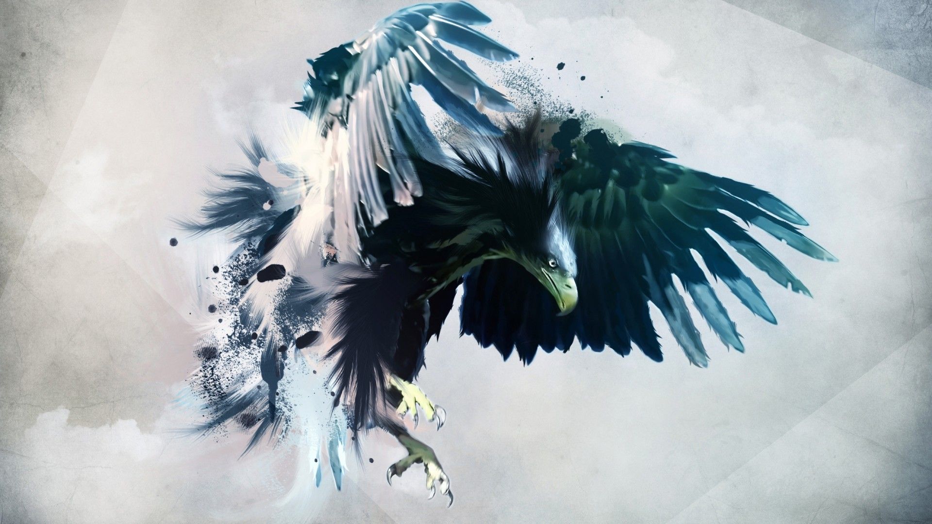 Aquila astratta inchiostro blu, 1920x1080 Full HD, PC Desktop