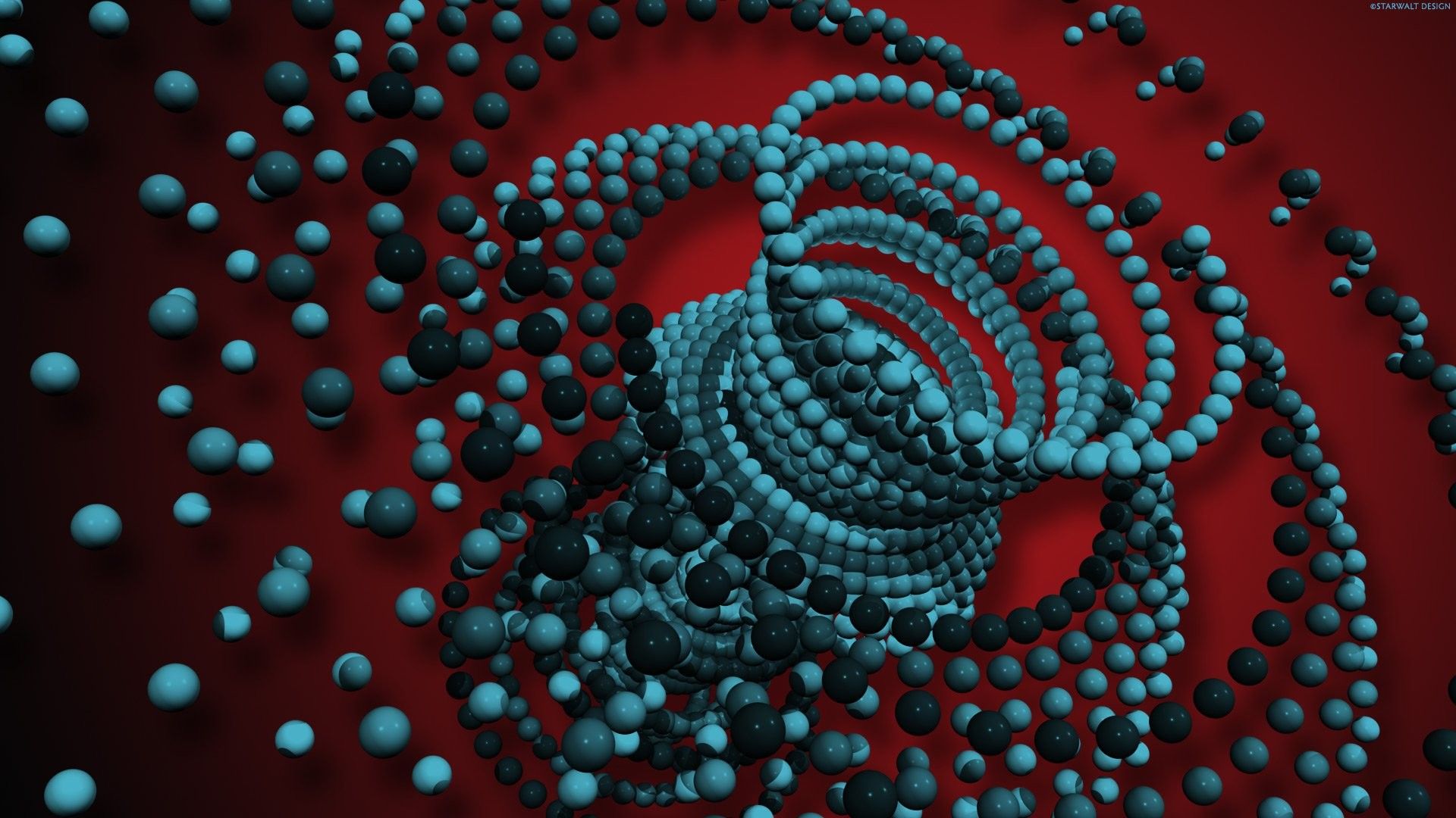 Sfere astratte spirale rosso-teal, 1920x1080 1080p, Desktop