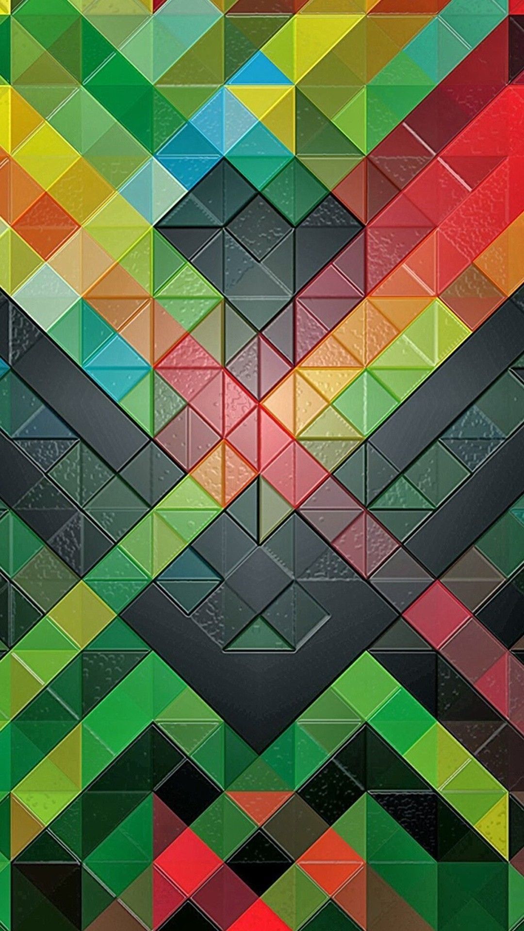 Mosaico geometrico triangoli colorati, 1080x1920 Full HD Verticale, Smartphone