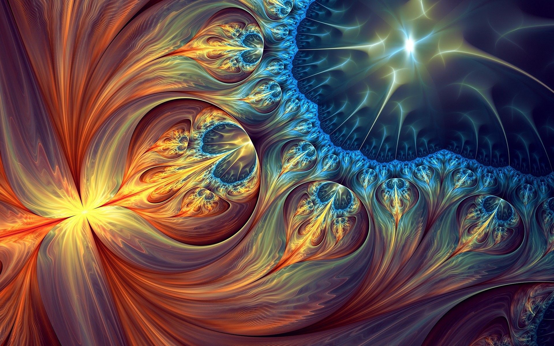 Frattale astratto arancione e blu, 1920x1200 WUXGA, Desktop