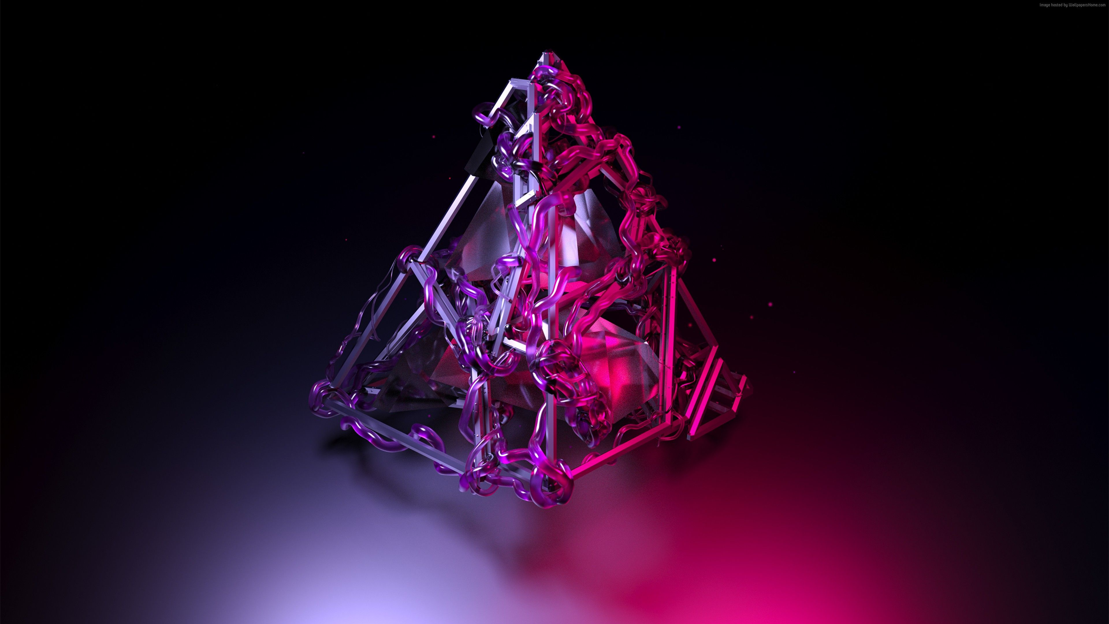 Piramide astratta viola 3D, 3840x2160 Ultra HD, 4K TV