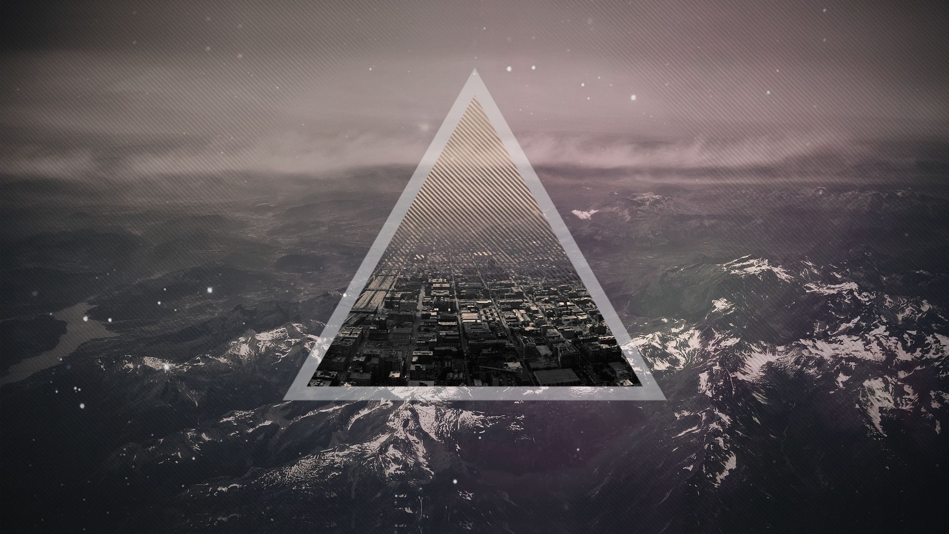 Triangolo con paesaggio urbano montano, 1920x1080 Full HD 1080p, Desktop