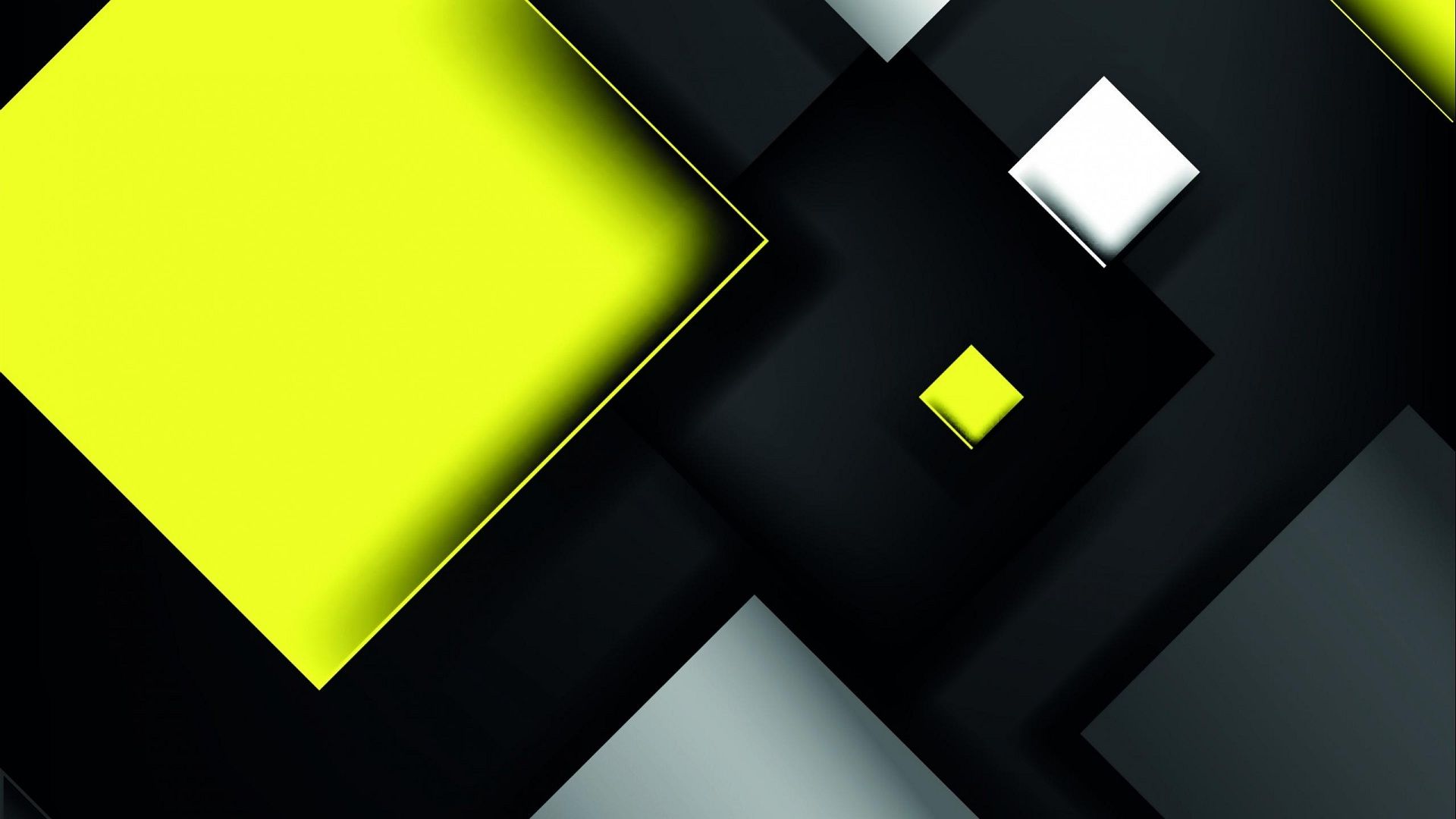 Quadrati astratti giallo nero 3D, 1920x1080 Full HD 1080p, PC
