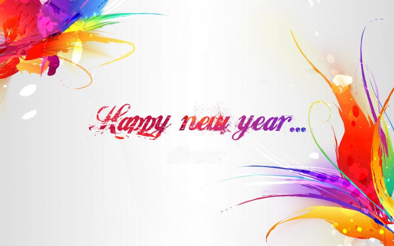 Schizzi colorati astratti Happy New Year, 1366x853 720p, Laptop