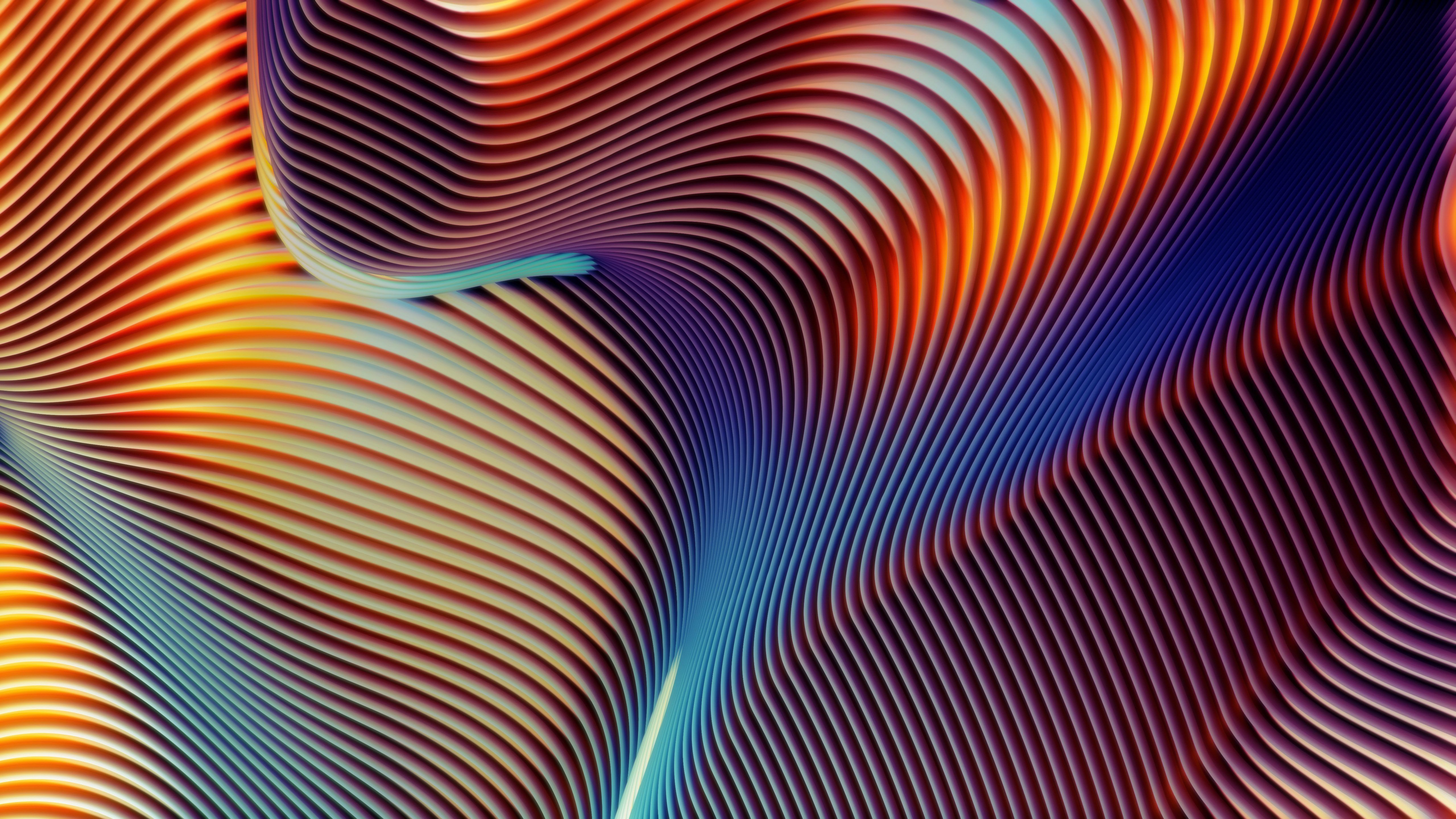 Onde astratte arancioni e blu, 5120x2880 Ultra HD, 4K TV