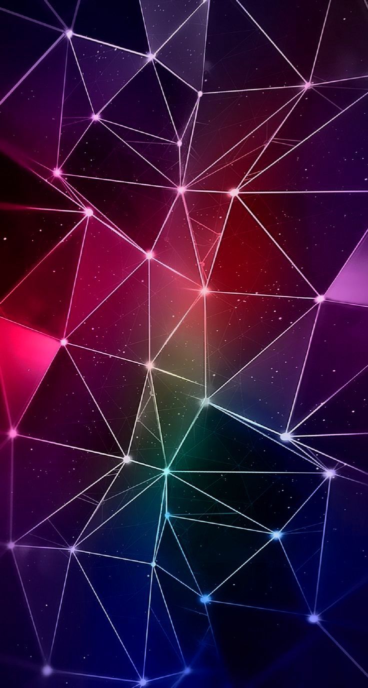 Rete geometrica poligonale colorata, 736x1377 Verticale, Android