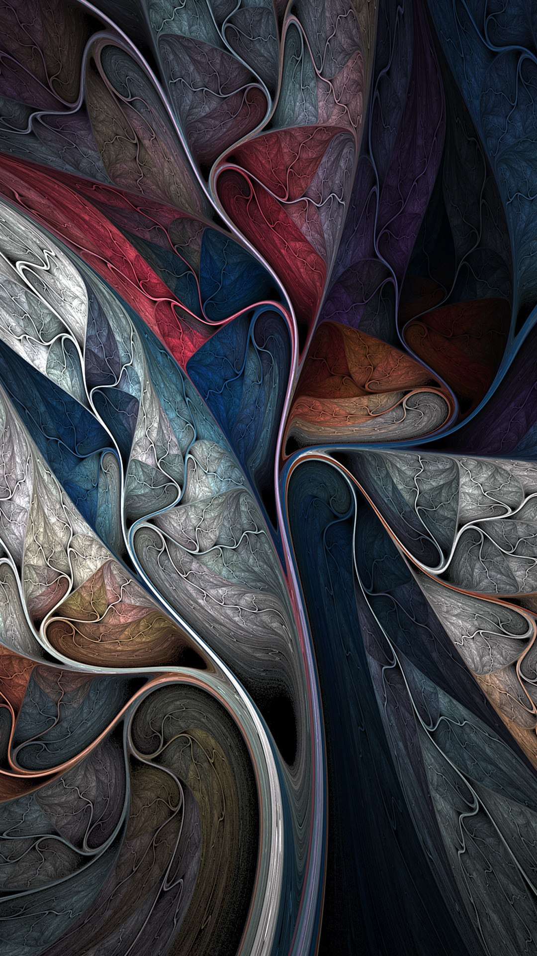 Frattale astratto forme fluide, 1080x1920 Verticale, Telefono