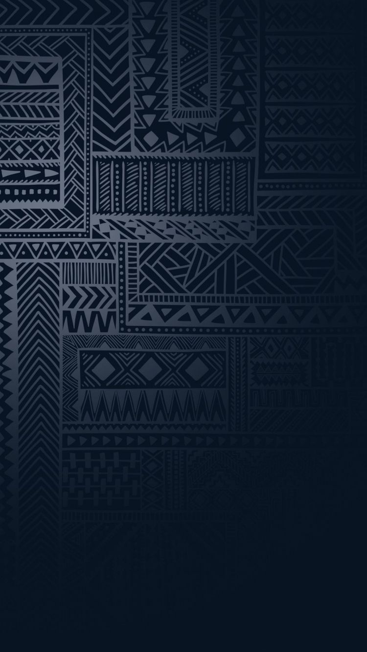 Motivo tribale geometrico blu scuro, 750x1334 Verticale, Telefono
