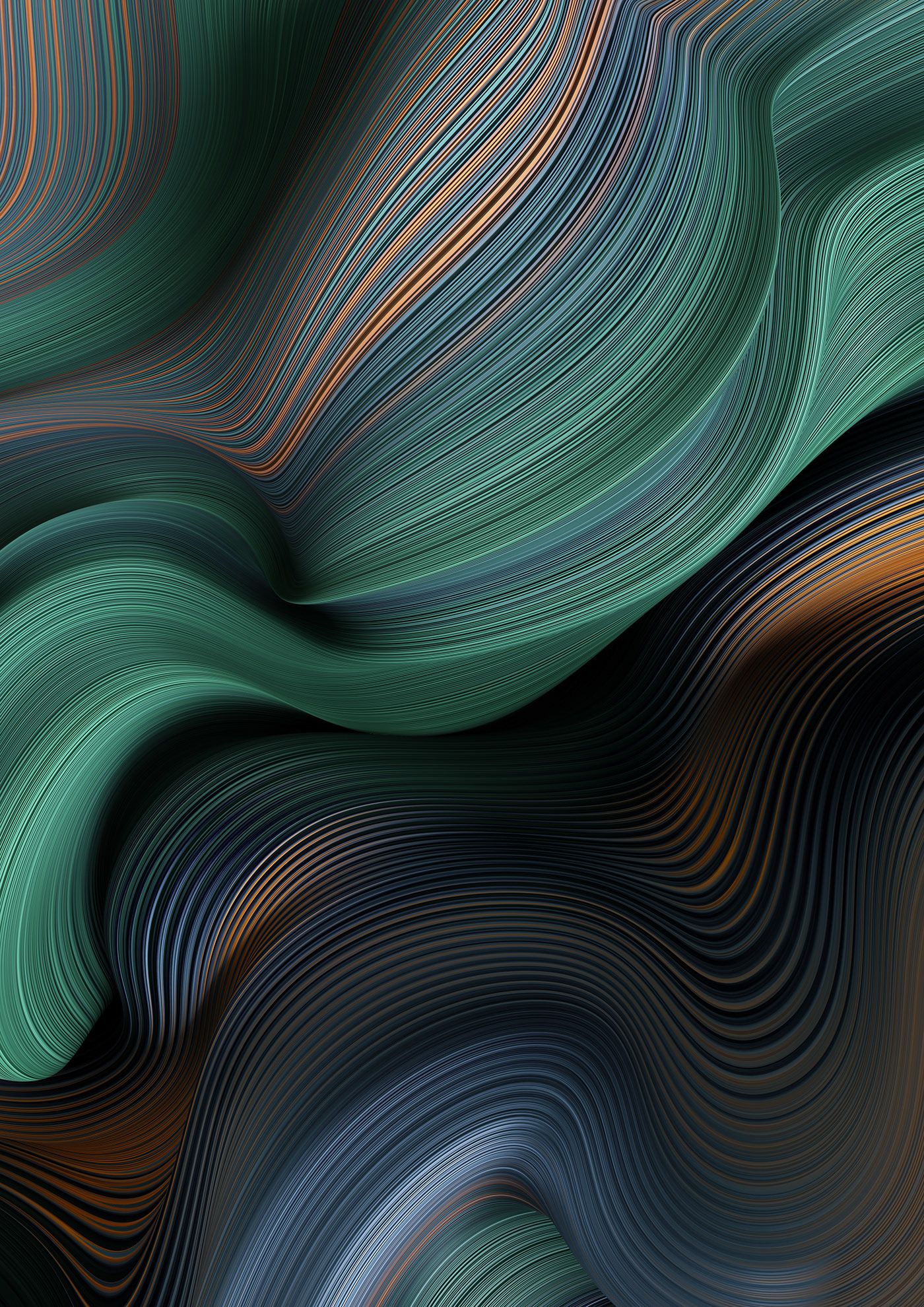 onde astratte verde e nero, 1400x1980 Full HD Verticale, iPhone