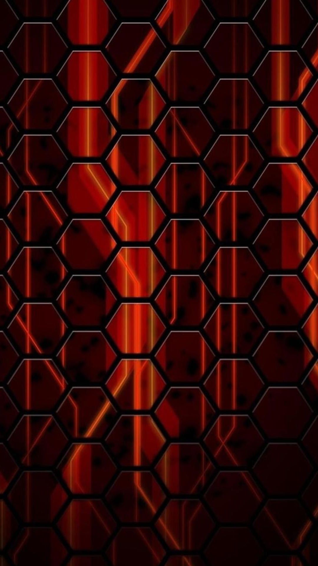 esagoni rossi metallici astratti, 1080x1920 Verticale, Samsung Galaxy