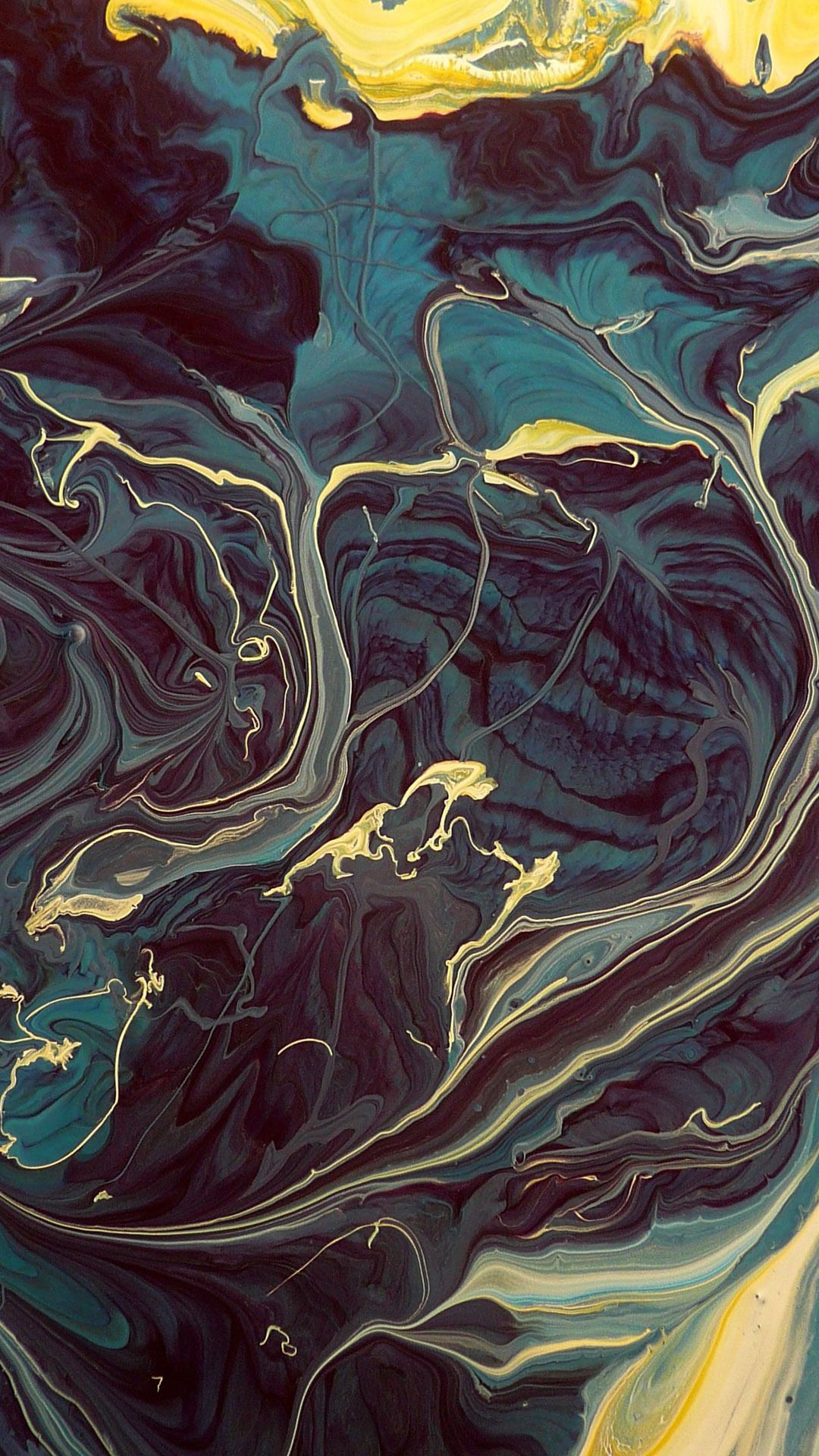 Vernice astratta fluida nero-oro, 1080x1920 Full HD Verticale, Samsung Galaxy