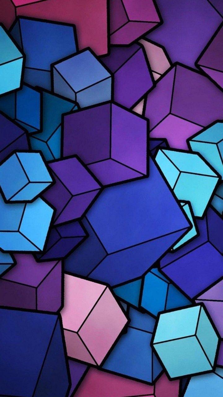 Cubi 3D blu viola, 720x1280 Full HD Verticale, iPhone